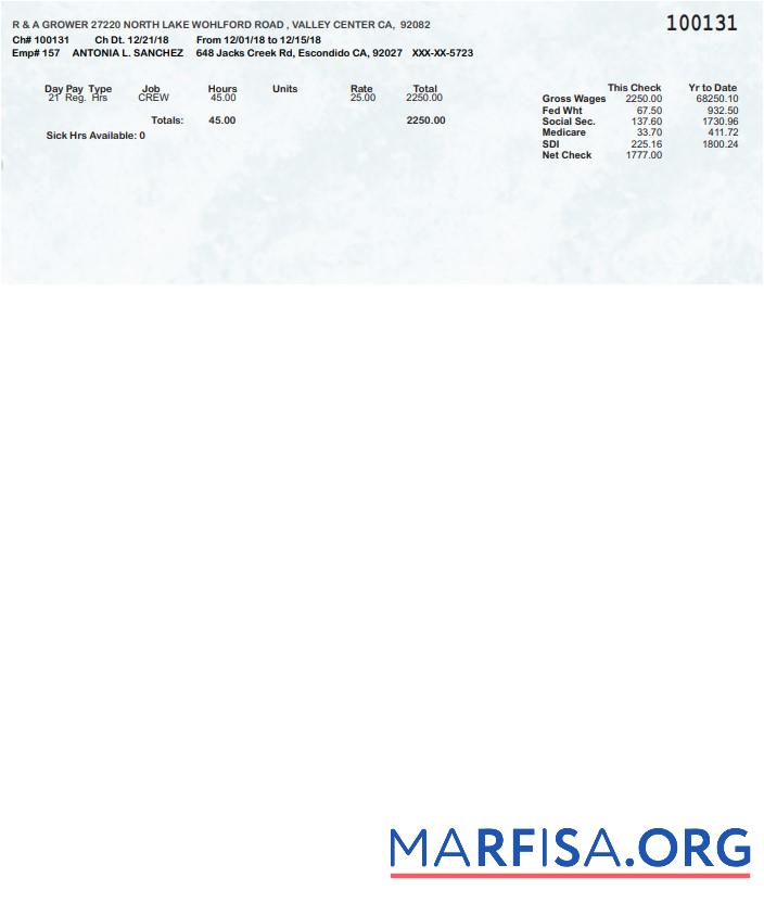Downloadable R & A Grower pay stubs download for verification